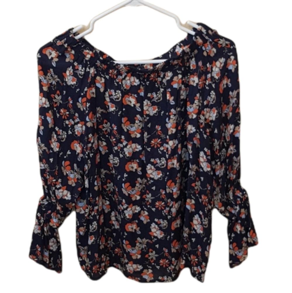 STILE BENETTON Dark Blue and Orange Blouse